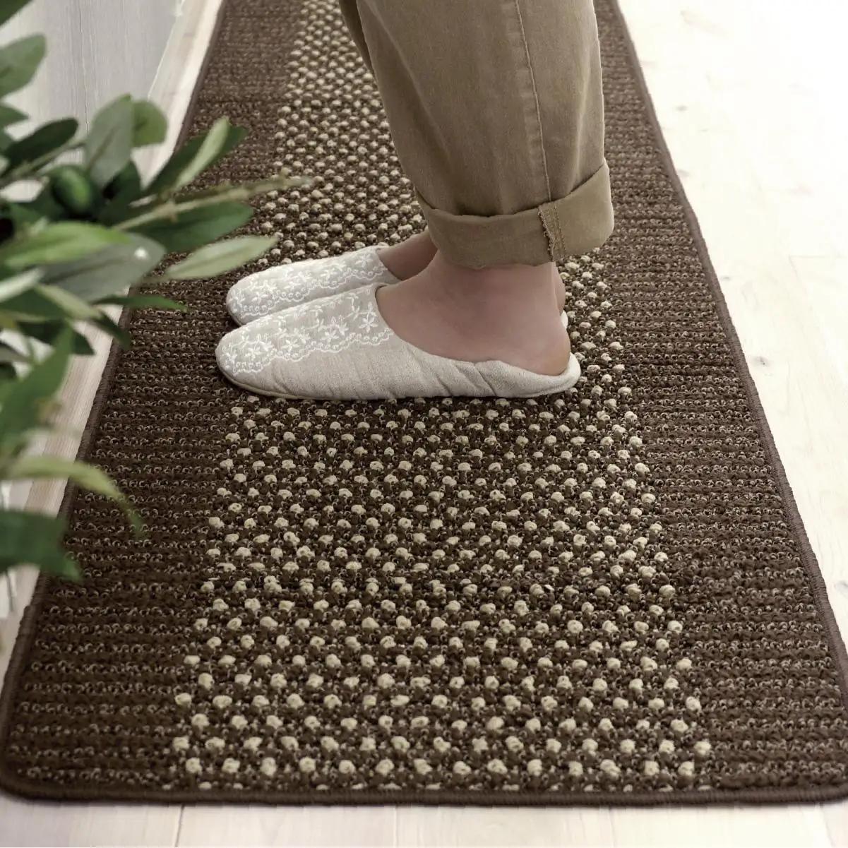 【ブラウン】優踏生 洗いやすい キッチンマット 約45cm×180cm 洗える 滑り止め 防汚