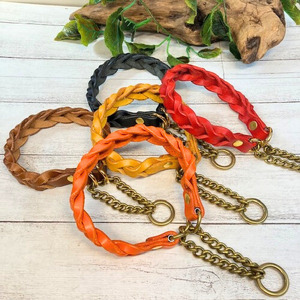 イタリア本革の編み込み ハーフチョーク 本革 イタリア 編み込み 黄色