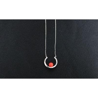 ふるさと納税 室戸市 赤サンゴ 馬蹄デザイン ペンダント