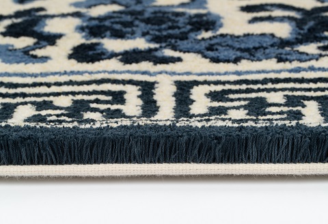 鍋島緞通[手刺繍]鍋島蔓牡丹縁まんじ文/原糸地 140×200cm：D255-001