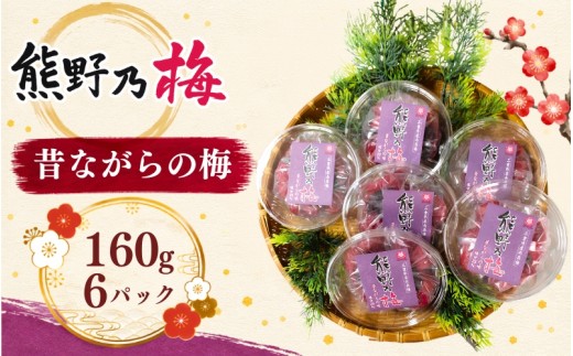 
            梅干し 熊野乃梅「昔ながらの梅」小分け 6パックセット 160g×6【snby0015】
          