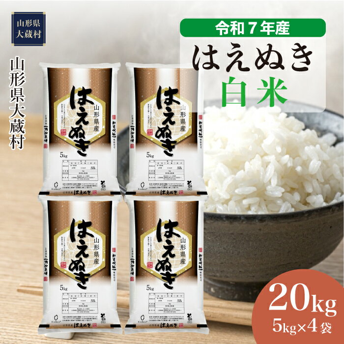 【ふるさと納税】＜令和7年産米＞ 大蔵村 はえぬき ＜白米＞ 20kg（5kg×4袋）