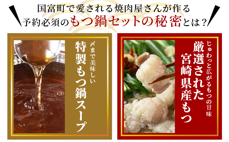 ＜もつ鍋セット（3〜4人分）＞翌月末までに発送【 宮崎県産牛もつ使用 国産 モツ 鍋 牛もつ鍋 セット 和牛 出汁 だし 唐辛子 とうがらし にんにく ニンニク 卵雑炊 チャンポン麺 ちゃんぽん 惣菜
