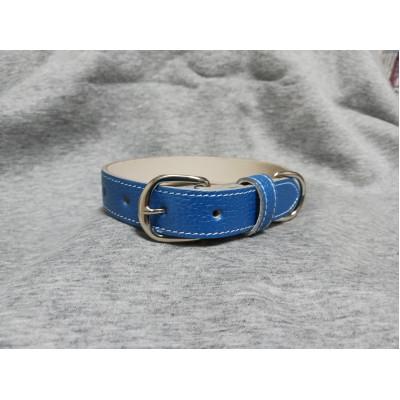 ふるさと納税 豊能町 ペット用品(首輪) 牛革シボ型押しラメカラー・ブルー首輪#24