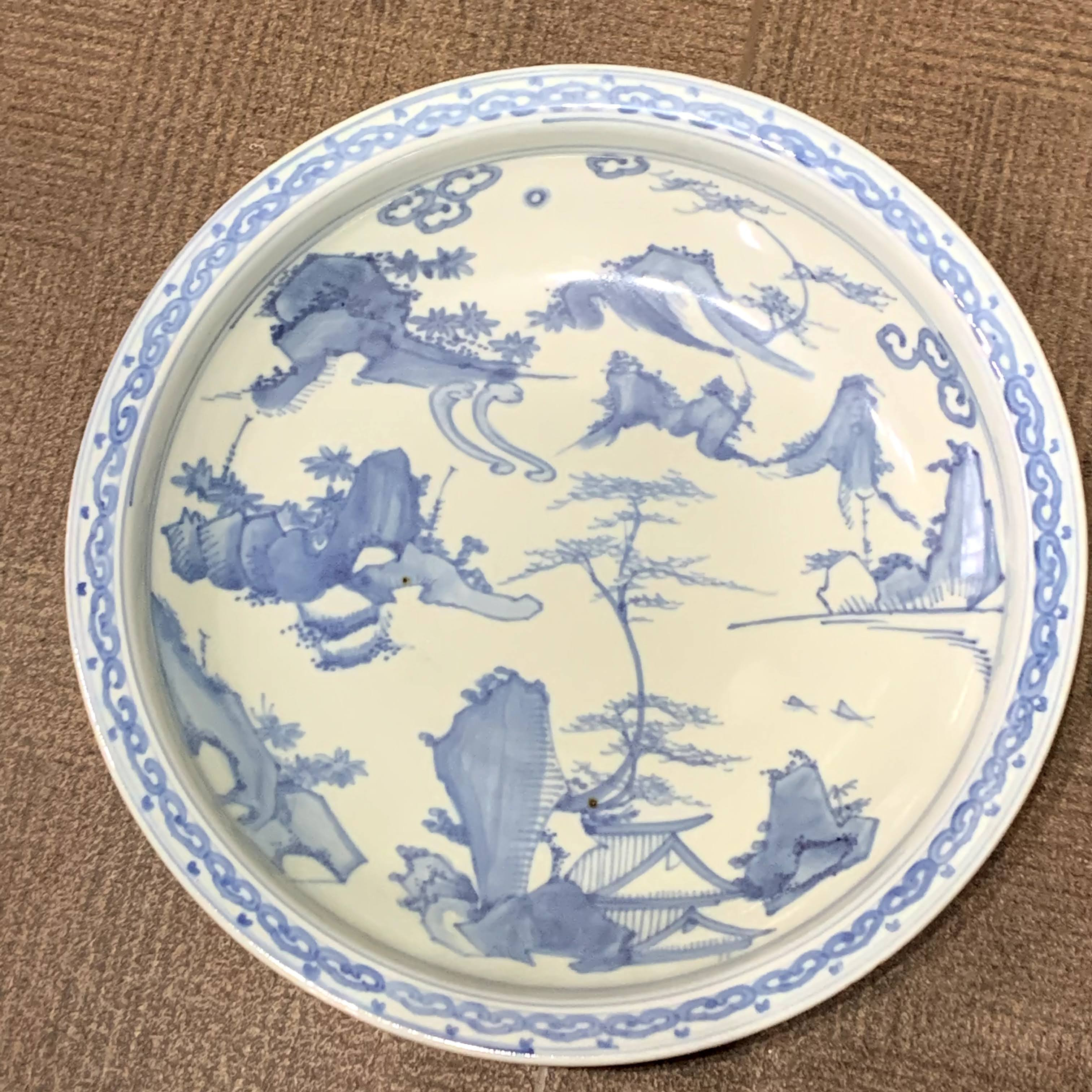 
有田焼 陶祖李参平窯 山辺窯皿 染付山水文
