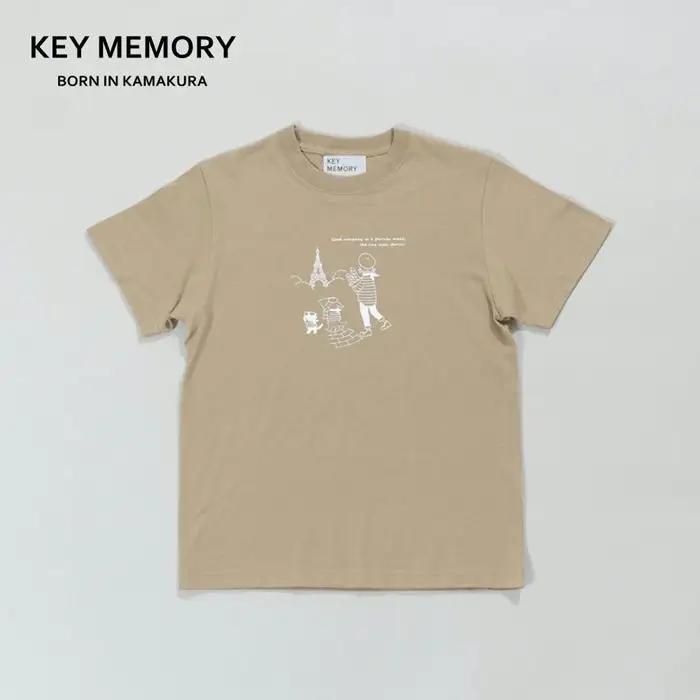 《2》【KEYMEMORY 鎌倉】トラベルイラストTシャツ BEIGE