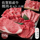 【ふるさと納税】佐賀県産牛 焼肉セット550g(5種)【佐賀牛 佐賀和牛 牛肉 赤身 カルビ ステーキ 焼肉】(H116115)