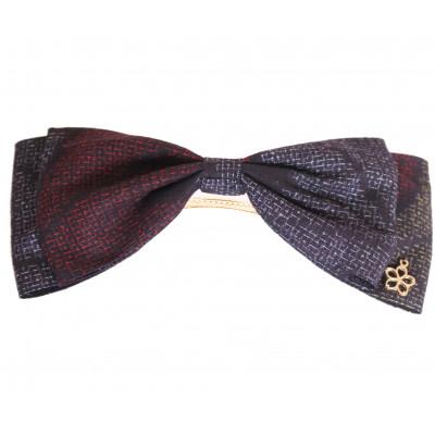 ふるさと納税 小山市 リボンバレッタ　高級本場結城紬使用! |  | 01