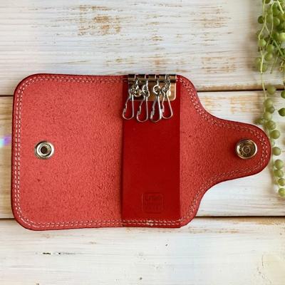 ふるさと納税 京丹後市 本革【アールキーケース】牛革 レッド 栃木レザー使用 110mm×60mm 角に丸味のあるキーケース |  | 02