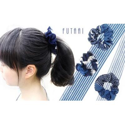 ふるさと納税 鳴門市 藍染シュシュ 2種類 |  | 01