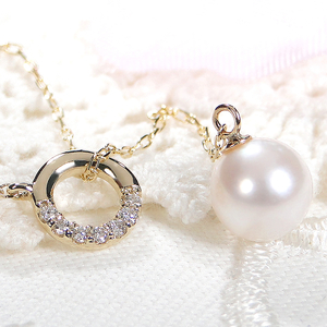 K10あこや真珠＆ダイヤモンドネックレス(Fph002)