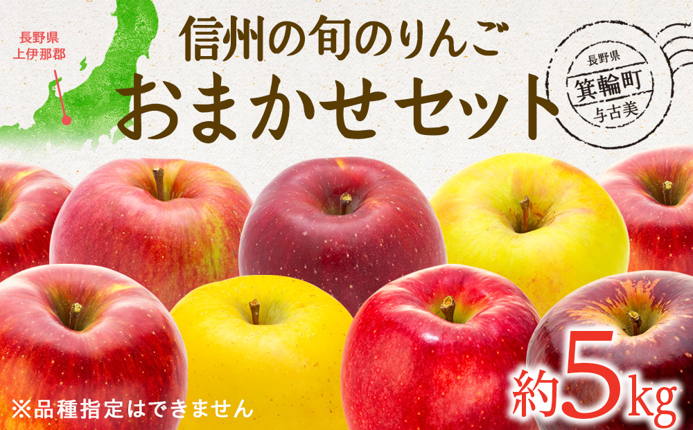 【2024年/令和6年度発送分 先行予約】信州の旬のりんご おまかせ 約5kg りんご リンゴ 林檎 長野 フルーツ 果物 信州産 長野県産 特産 産地直送 おすすめ