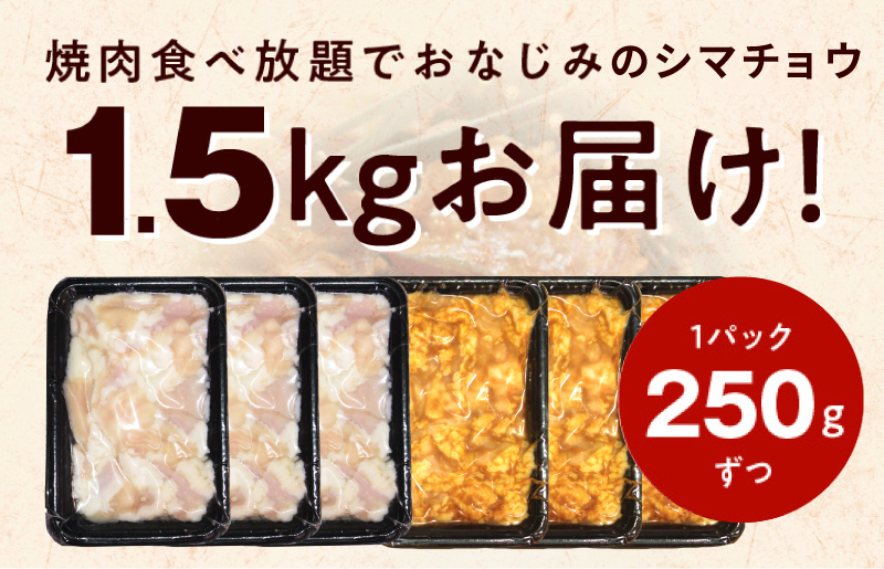 【焼肉屋の定番】シマチョウ 塩/味噌だれ漬け 1.5kg 小分け 250g×6 牛肉 ホルモン 焼肉用 食べ比べ 010B1411_イメージ2