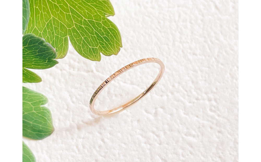 K18ピンクゴールド 極細スジ リング（ハンドメイド）【サイズ：2号】 232238_WW127VC02