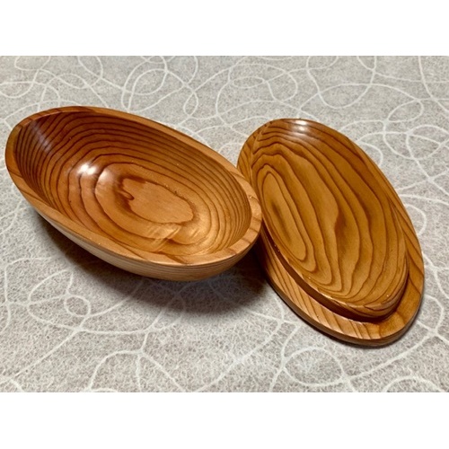 吉野杉　楕円型　ダイエット　スリム　弁当箱／津田瑞苑　ボウル　木製　スギ　ガラス　ウッド　コート　コーティング　奈良県　宇陀市_イメージ4