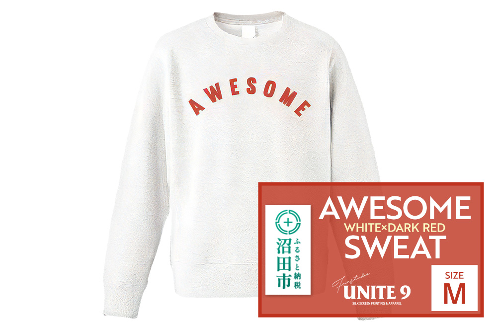 AWESOME SWEAT WHITE×DARK RED ／ M FUN工房UNITE9