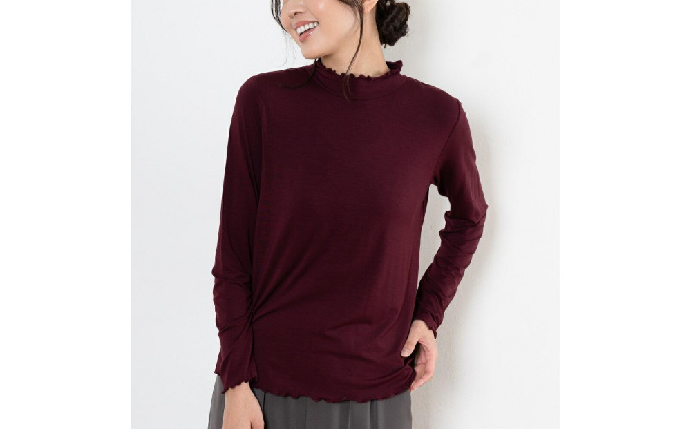 レディースハイネックカットソー 長袖 ボルドー L 312011_CS001VC06