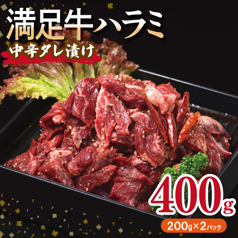 【満足牛ハラミ】中辛タレ漬け 400g【味付け ハラミ 小分け 焼くだけ 簡単調理 BBQ 牛肉 200g×2P】 G3447