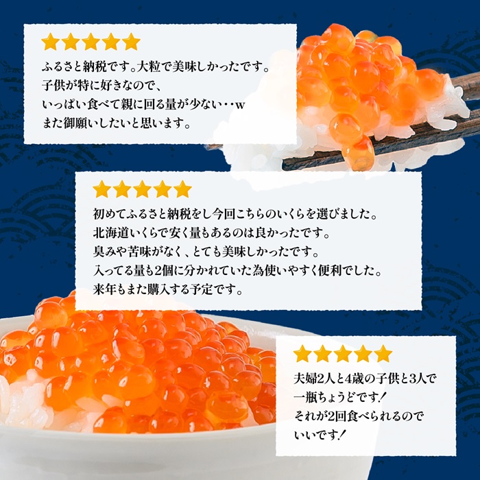 【定期便：全3回】 【新物！天然秋鮭】北海道産 いくら醤油漬け 360g(180g×2) | オンライン 申請 ふるさと納税 北海道 羽幌 国産 天然 さけ いくら 秋鮭 いくら丼 小分丼 海鮮 卵 