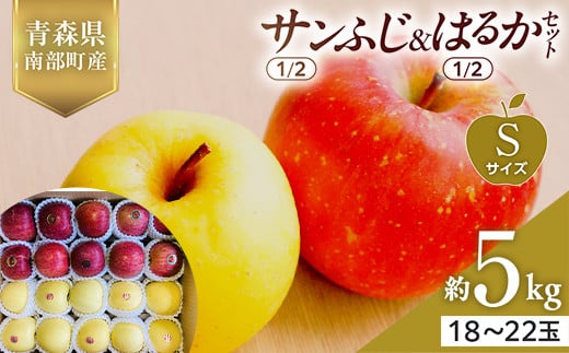 青森県産 サンふじ(1/2)・はるか(1/2)セット Sサイズ 5kg (各2.5kg) 【佐々木あきおはるこ農園】 青森りんご リンゴ 林檎 アップル あおもり 青森県 南部町 三戸 果物 くだもの フルーツ F21U-570