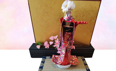 着物ドールリウム 華姫(R)ガラスちゃん 紫（花車柄）　ハーバリウム 着物ドール 人形 インテリア 華やか かわいい フラワーアレンジ 姫路市