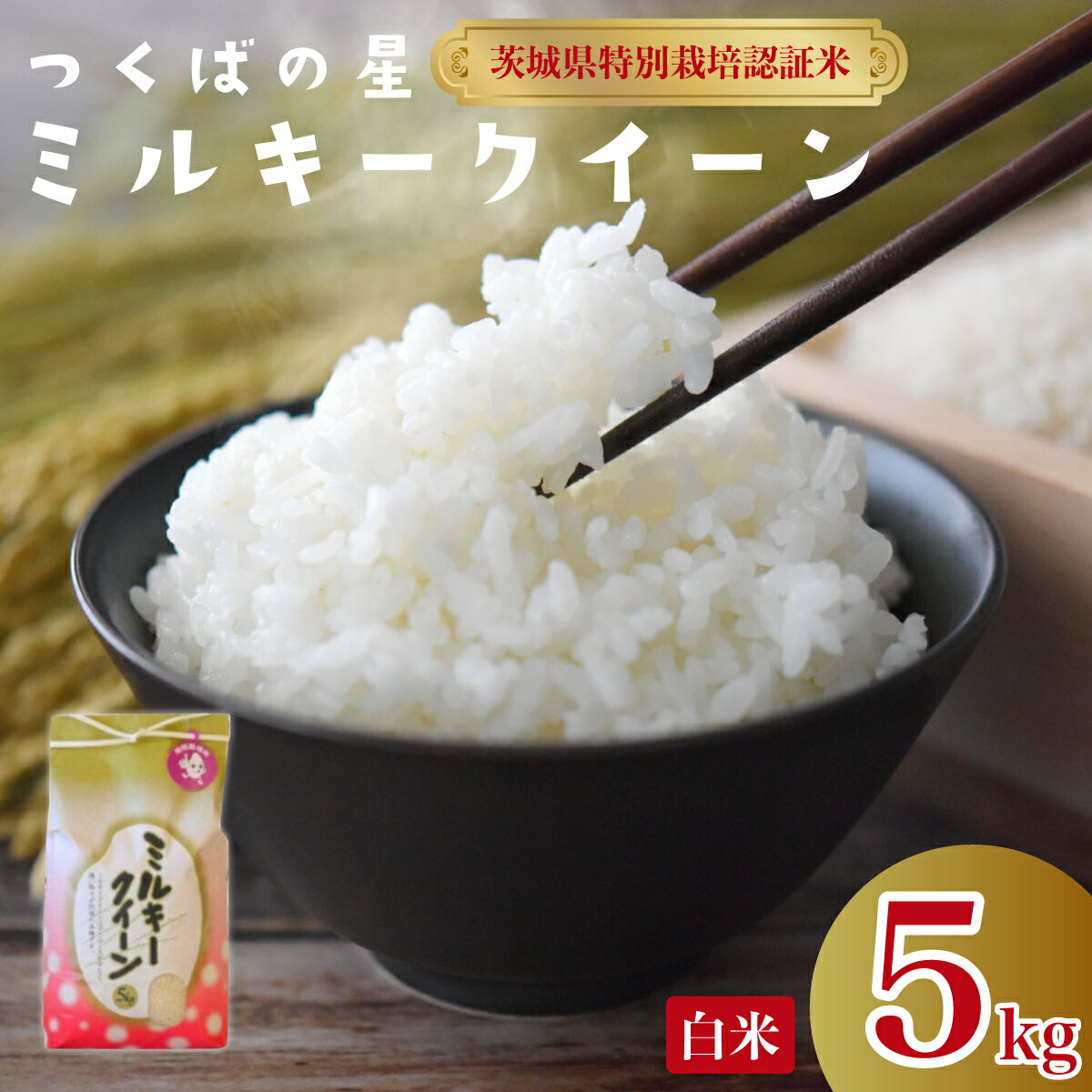 【ふるさと納税】 白米 5kg ミルキークイーン | 特別栽培認証米 希少品種 おいしい お米 精米 自然農法 米 5kg 自然栽培 お取り寄せ 安心 安全 美味しい米 もちもち ふっくら 減農薬 家庭用 茨城県 常陸太田市