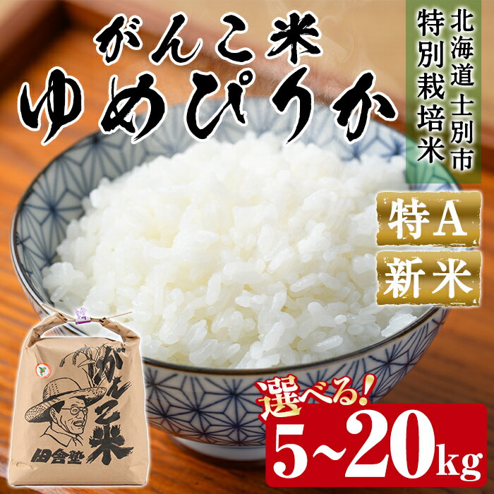 【ふるさと納税】＜令和7年産 新米 先行予約！＞《選べる内容量》田舎塾特別栽培米「がんこ米ゆめぴりか」(5kg～20kg) 【2025年10月中旬以降順次発送】 米 お米 白米 北海道産 北海道米 ゆめぴりか 特A 一等級 ごはん おこめ コメ 単一原料米 新米 【田舎塾】
