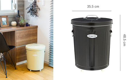 ゴミ箱 オバケツ バケツ職人が作る ダストボックス 33L キャスター付 国産 雑貨 日用品 トタン 屋外 アイボリー