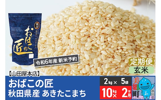 
										
										【玄米】＜令和6年産 新米予約＞《定期便2ヶ月》おばこの匠 秋田県産あきたこまち 10kg×2回 計20kg 2か月 2ヵ月 2カ月 2ケ月 秋田こまち お米
									
