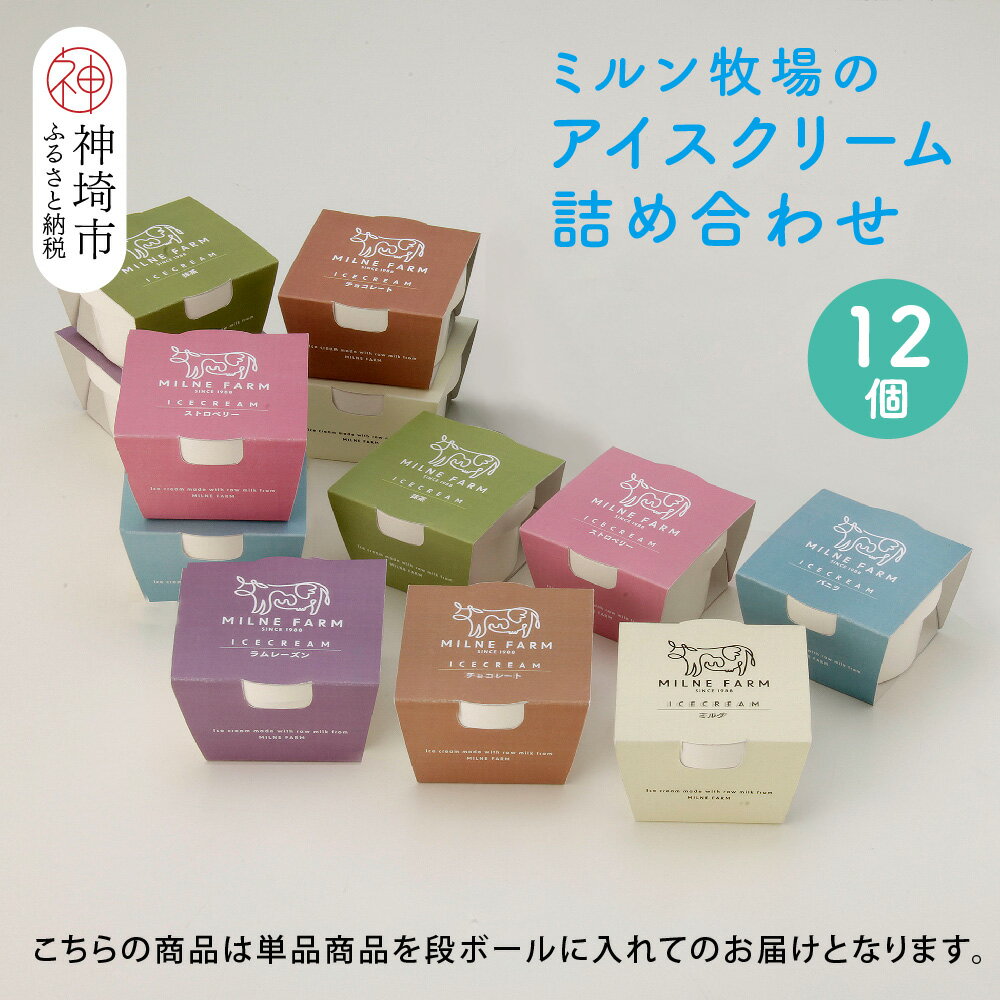 【ふるさと納税】佐賀脊振高原ミルン牧場のアイスクリーム12個セット【手作り 濃厚 生乳 ミルク バニラ 抹茶 チョコ ストロベリー ラムレーズン】(H102125)