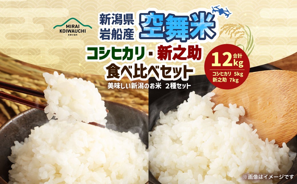 【令和7年産米】空舞米 新潟県村上市岩船産 コシヒカリ 精米 5kg・新之助 7kg（合計12kg）B4090 