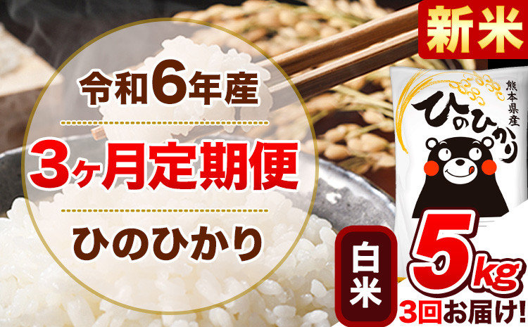 
            令和6年産新米 【3ヵ月定期便】白米 ひのひかり 定期便 5kg 5kg×1袋《お申込み翌月から出荷開始》 熊本県産 精米 ひの 米 こめ ヒノヒカリ コメ お米
          