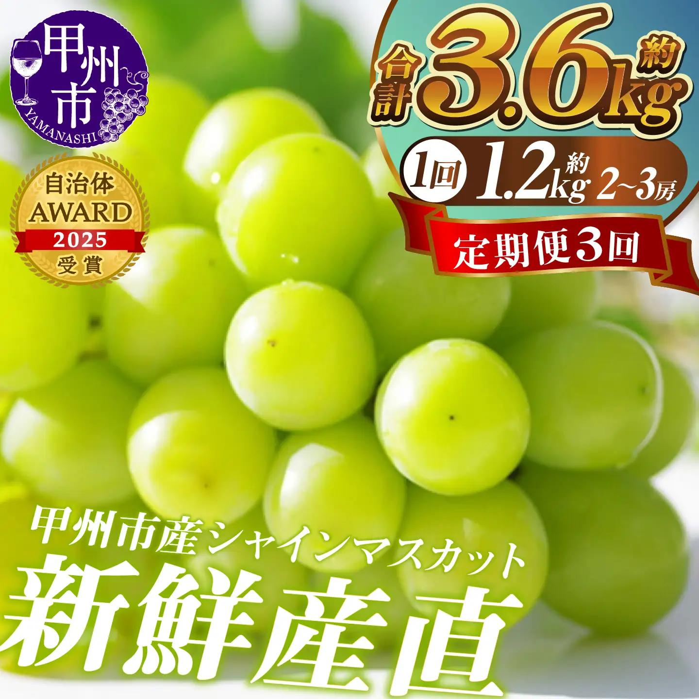 新鮮産直！甲州市・シャインマスカット3回定期便【2027年発送】（KSF）D5-125 シャインマスカット フルーツ