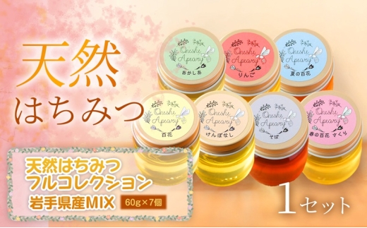 天然はちみつフルコレクション 60g×7個 1セット 蜂蜜 国産 はちみつ あかしあ りんご 夏の百花 やぶからし 百花 けんぽなし 春の百花 さくら そば 無添加 無加工 天然 希少 濃厚 美容 ギフト 岩手県 盛岡市 東北 岩手 盛岡 大西養蜂場