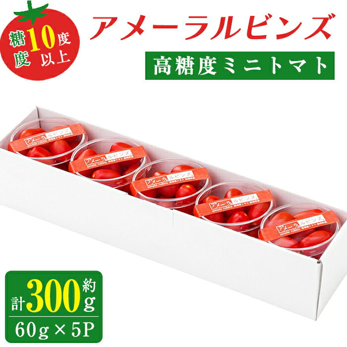 【ふるさと納税】アメーラルビンズ 5パック入り 合計約300g 約60g×5パック | 糖度10度以上 高糖度 ミニトマト トマト とまと 野菜 食品 特産品 ご当地 お取り寄せ 静岡県 小山町 送料無料