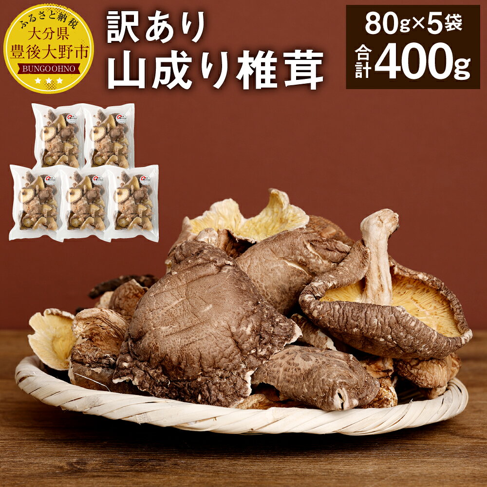 【ふるさと納税】 訳あり 山成り椎茸 計400g 80g×5袋 小分け 乾椎茸 乾しいたけ しいたけ 椎茸 国産 九州 大分 冷凍 送料無料