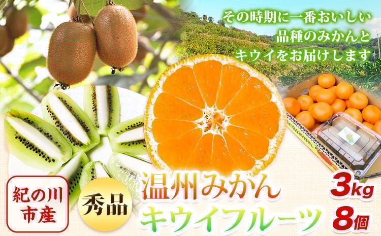 
            紀の川市産 温州みかん3kg+キウイフルーツ8個 和田果樹園《1月中旬-2月下旬頃出荷》 和歌山県 紀の川市 みかん ミカン 温州みかん 柑橘 キウイ キウイフルーツ 果物 フルーツ 贈答用 送料無料
          
