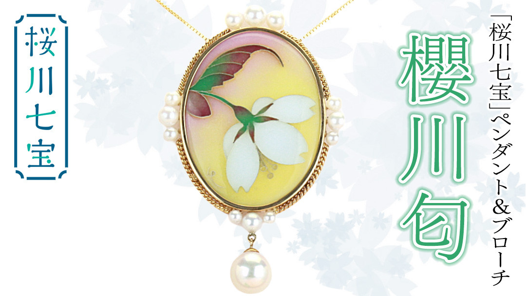 
            「 桜川 七宝 」 櫻川匂 ペンダント ＆ ブローチ (60mm×40mm) ／ 母の日 プレゼント ジュエリー 作家 伝統工芸 森千鶴子 記念 ギフト 贈り物 贈答 [AH131sa]
          