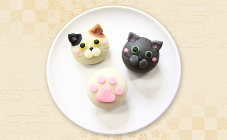 創業明治44年［菓子司 万寿堂］ねこちゃんの上生菓子 おまかせ5種類 各2個ずつ（計10個）秋田 羽後 西馬音内 【菓子 和菓子 生菓子 上生菓子 スイーツ かわいい 高級 老舗 お取り寄せ ギフト】