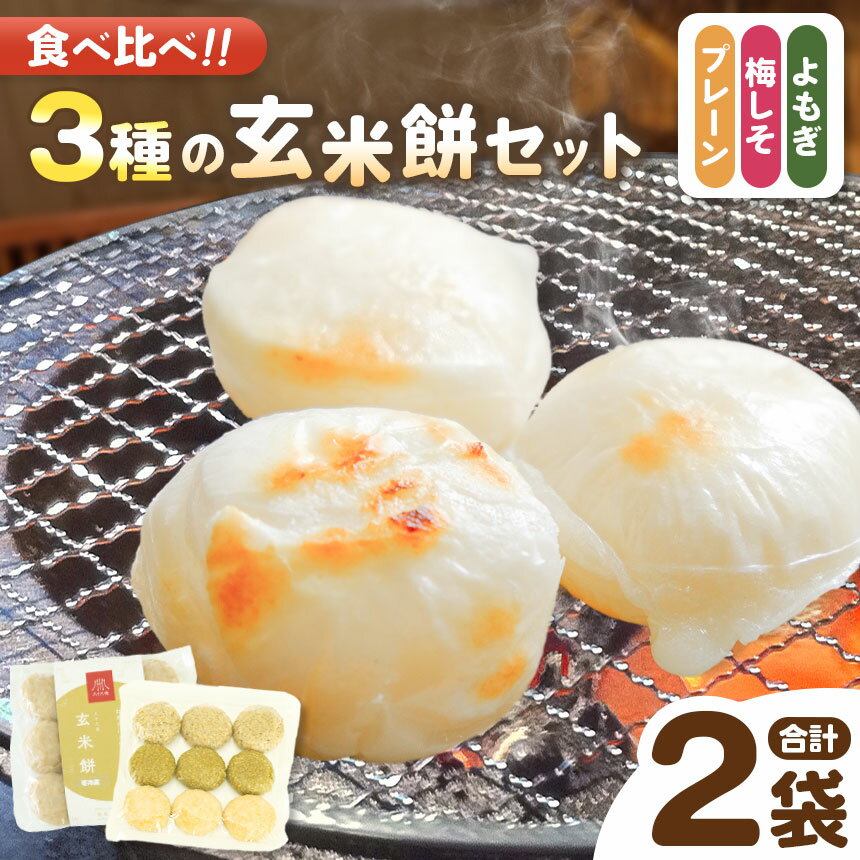 【ふるさと納税】玄米餅 とMIX（ プレーン3個 ・ よもぎ3個 ・ 梅しそ3個 ） セット ｜ 餅 もち 玄米餅 玄米 よもぎ 梅しそ 食べ比べ お楽しみ つぶつぶ 栽培期間中農薬・化学肥料不使用 熊本県 玉名市 正月 熊本 玉名 送料無料