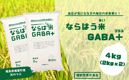 ならはう米GABA＋　4kg（2kg×2） GABA米 米 福島 天のつぶ ご当地 福島県 楢葉町