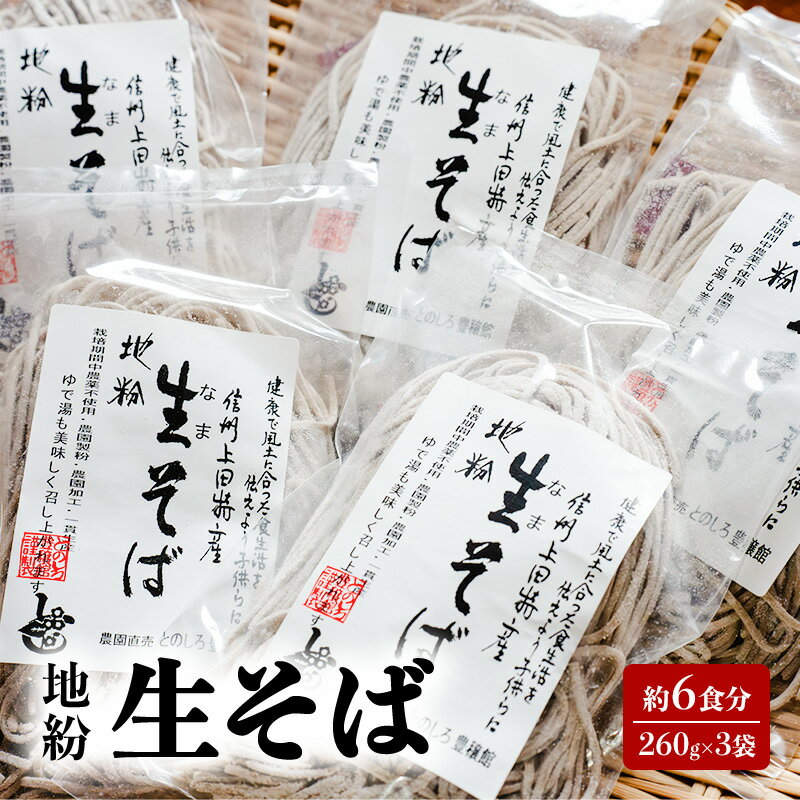 【ふるさと納税】生麺 地粉 6食分 260g×3袋 生そば 信州そば 国産 信州産 蕎麦 ソバ 小麦粉 そば粉 麺類 お中元 長野県上田市 自家製麺 ギフト　お届け：入金から出荷まで1か月以上かかる場合もございます。ご了承の上寄付いただけますと幸いです。