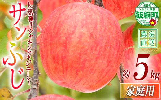 【 年明け発送 / 2027年1月発送 】 りんご サンふじ 家庭用 5kg 令和8年度収穫分 沖縄県への配送不可 2027年1月上旬頃から順次発送予定 宮本ファーム エコファーマー 減農薬栽培 ふじ フジ 傷 変形 サビ あり 長野県 飯綱町 [2093]