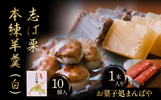 志ば栗と本練羊羹（白）セット 栗 和菓子 ようかん 羊羹 スーイツ セット 鳥取県 倉吉市