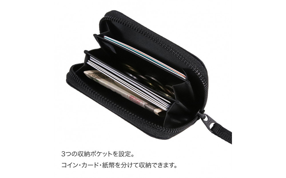 FUKUNARY コインパース コインケース カードケース コンパクト ブラック MA-1テイスト ナイロン ツイル メンズ レディース ミリタリー調 おしゃれ 日本製 広島市 フクナリー F024