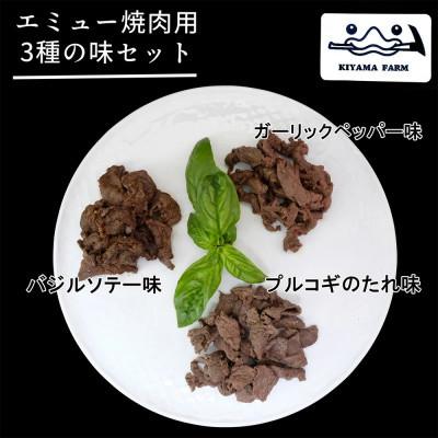 ふるさと納税 基山町 【毎月定期便】エミュー焼肉用3種の味セット全3回