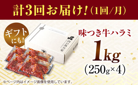 【3回定期便】【訳あり】味付けハラミ 1kg(250ｇ×4パック) [AVBO042]