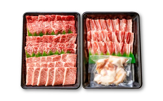 【しまね和牛】焼肉用満腹セット（５種類合計1.3kg）【 肩ロース カルビ モモ ホルモン 豚バラ しまね和牛 牛肉 和牛 かたろーす かるび もも ホルモン ぶたばら 贅沢 お祝い 贈り物 プレゼント ギフト】