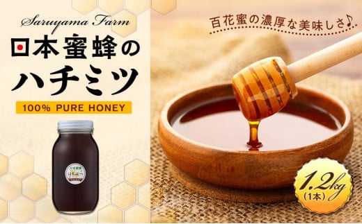 日本蜜蜂のハチミツ100％！はちみつ1.2kg  高級 自然食品 無添加 ニホンミツバチ