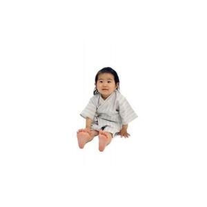 阿波しじら織 子供甚平【柄Ａ、サイズ100】とミニ巾着セット
